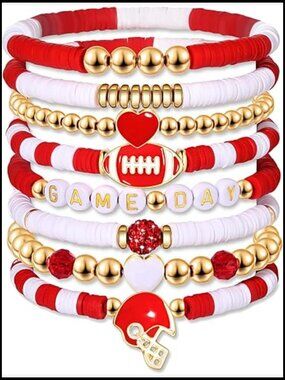 8 Strands Clay Bead Stretch Bracelets Stackable Heishi Set for Women